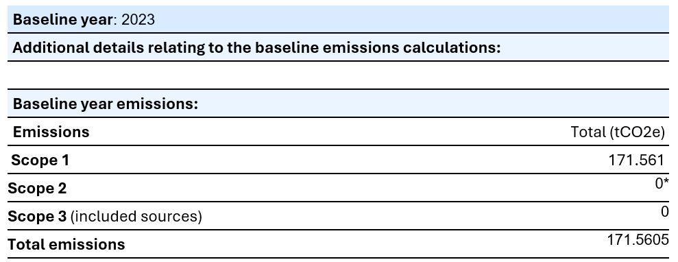 Carbon Footprint emissions table